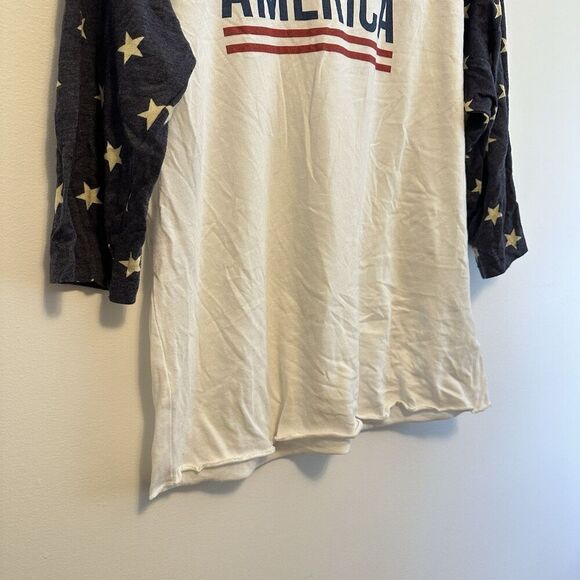 Alternative Earth Womens America USA Red White and Blue 3/4 Sleeve Shirt Sz XL - Picture 3 of 7